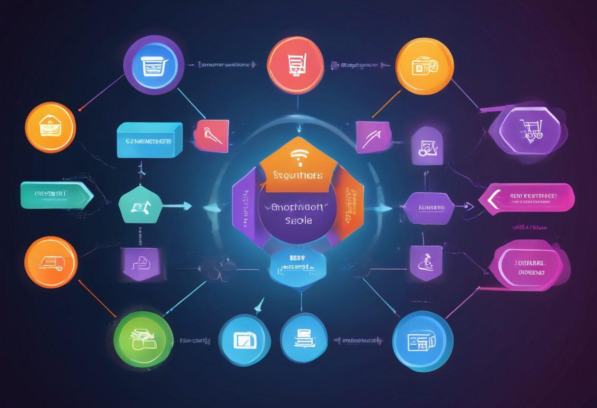 A visually engaging flowchart depicting the transformation of purchase requests into seamless transactions, featuring a digital interface with arrows connecting each step, vibrant icons for each stage like shopping cart, payment method, and order confirmation. The background should be sleek and modern with a hint of technology, showcasing a professional environment. super-realistic. vibrant colors. digital style.